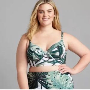 Cacique LANE BRYANT SWIM GRAND PALMS LONGLINE UNDERWIRE BIKINI 20/44H EUC